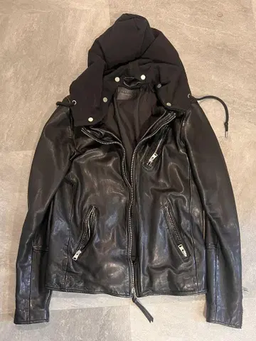 ALLSAINTS 후드 블랙 가죽 재킷