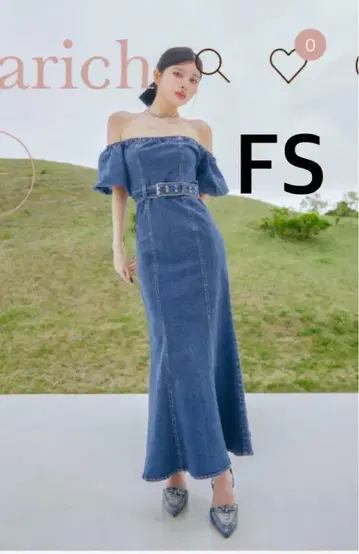 darich 다리치 데님 오프숄 롱 원피스