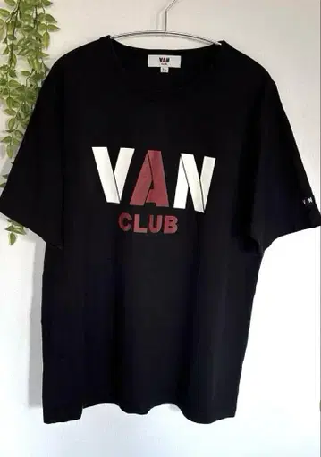 VAN CLUB 빅 로고 티셔츠 레트로 오버사이즈 XL (LL) 블랙