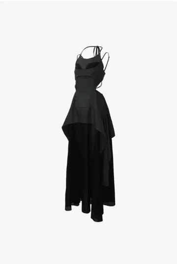theredthread S cat slit long dress