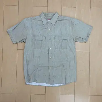 캐주얼 RED LETTER 반팔 워크 셔츠 그레이 계열 기장 76cm