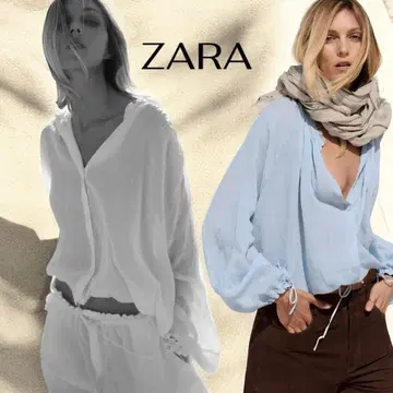 [미사용] 인기 ZARA ZW 마오 칼라 타이 블라우스 (S) 화이트