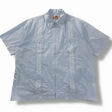 90s HABAND GUAYABERA 쿠바 셔츠 집업 자수