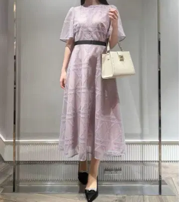 포드 격자 무늬 패턴 튤 드레스 라벤더 25SS