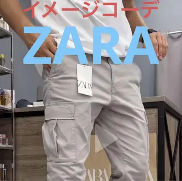 ZARA 카고 팬츠 스트레치 소재 화이트 자라