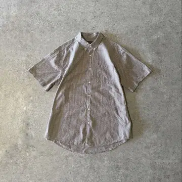 00s Eddie Bauer 시어서커 셔츠 반팔 셔츠 그린 택