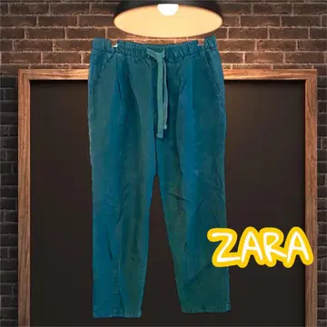 ZARA 자라 린넨 팬츠 허리밴딩 그린