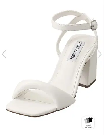 STEVE MADDEN 블록 힐 샌들 화이트 22.5