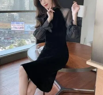 2차 모임 드레스 벨로아 한국 포멀 L 파티 블랙