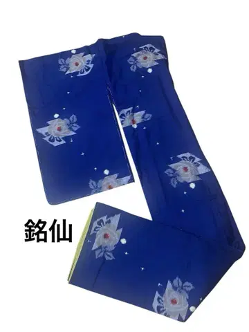 메이센 파랑 꽃 도트 십자가 가리