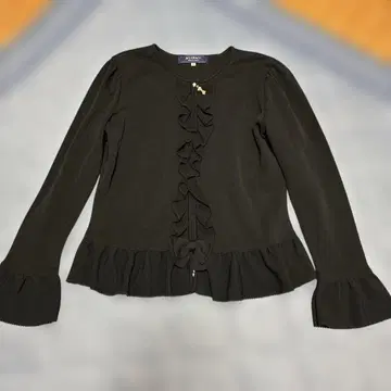 엠즈 그레이시 프릴이 달린 블랙 니트 가디건 블랙
