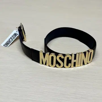 미사용 새상품 MOSCHINO 모스키노 로고 버클 벨트 블랙 골드