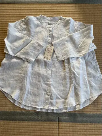 미사용 새상품 MUJI 린넨 워싱 7부 소매 블라우스 L