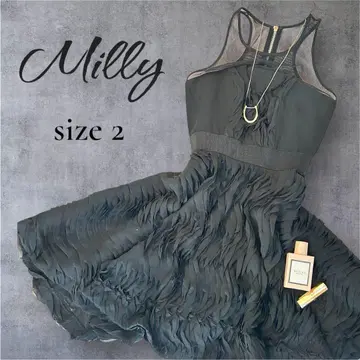 Milly 뉴욕 제작 핏 앤 플레어 드레스 블랙 2 사이즈 메쉬