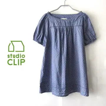 studio CLIP / 스튜디오 클립 얇은 코튼 도트 반팔 블라우스