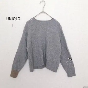유니클로 | 프리미엄 램 크루넥 스웨터 [L] 아니아 하인드마치 자수
