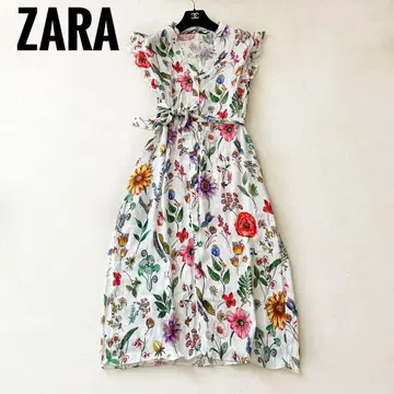ZARA 보타니컬 꽃무늬 빅 플라워 프린트 롱 원피스