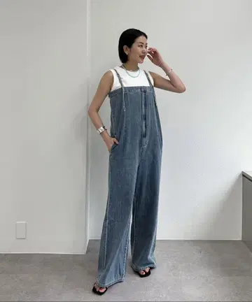 데님 블루 와이드 레그 살로펫