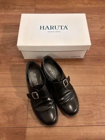 컨디션 최상 HARUTA 천연 가죽 몽크 스트랩 슈즈 블랙 23.5cm