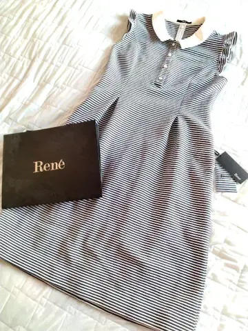 Rene 화이트 카라 보더 원피스