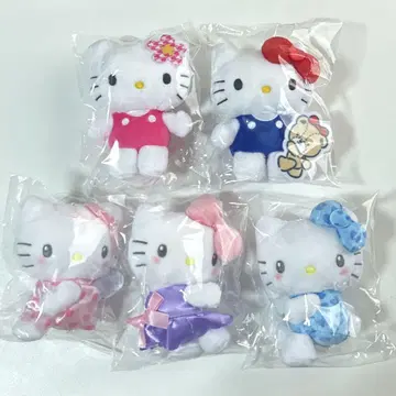훼미리마트 한정 키티 마스코트 컬렉션 키체인 봉제 인형 5종 세트