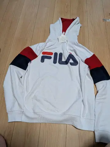 FILA 후드 부착 후드티 L 화이트/레드/네이비