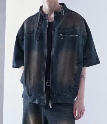LOOSE 빈티지 페이드 스탠드 데님 자켓