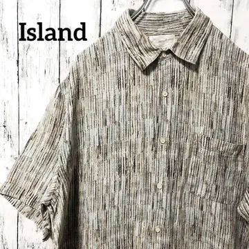 C2233 Island 알로하 셔츠 스트라이프 실크 린넨 내추럴