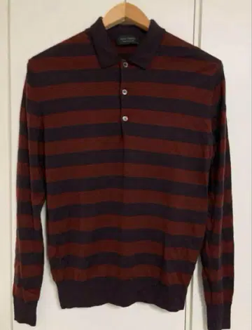 JOHN SMEDLEY/존 스메들리의 긴팔 니트 보더 피케 셔츠 S