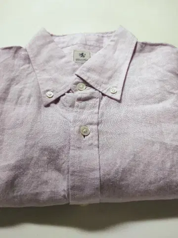 크리켓 린넨 버튼 다운 긴팔 셔츠 연보라 XL