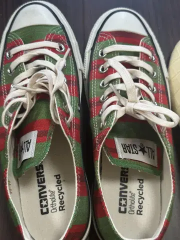 CONVERSE ALL STAR 그린 레드 체크 23.5