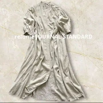 저널 스탠다드 리룸 고급 린넨 스키퍼 퍼프 슬리브 롱 원피스