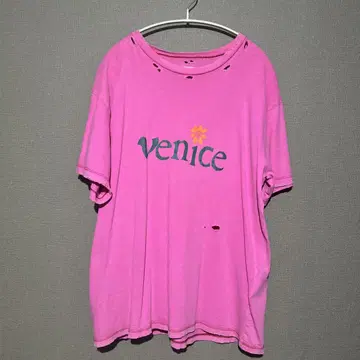 ERL 핑크 데미지 티셔츠 venice be nice