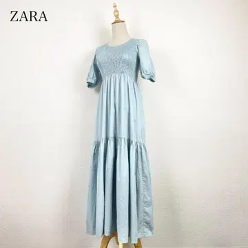 ZARA 셔링 퍼프 슬리브 티어드 원피스