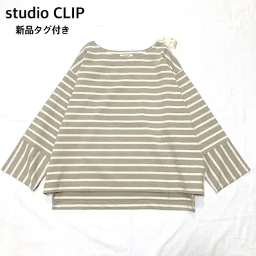 [택 포함 새상품] 스튜디오 클립 7부 소매 보더 티셔츠 텐트 라인