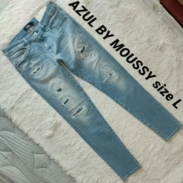 새상품 AZUL BY MOUSSY size L 스키니 데님 데미지 가공