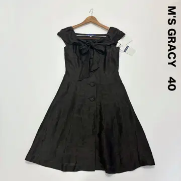 새상품 M'S GRACY 엠즈 그레이시 퍼프 슬리브 린넨 원피스 40