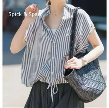 스픽 앤 스팬 린넨 블렌드 프렌치 헴 개더 셔츠