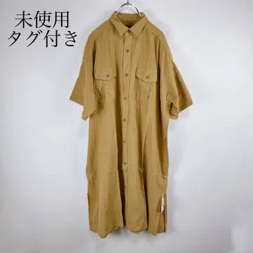 미사용 택 포함 큐브 슈가 코튼 셔츠 원피스 카멜 M 사이즈