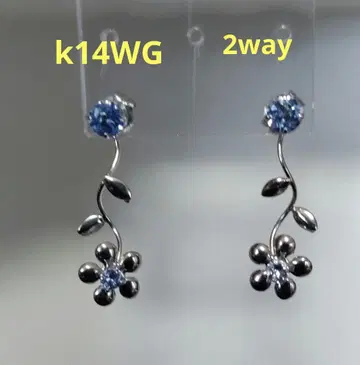 k14WG 2way 꽃 디자인 귀걸이 탄자이나이트