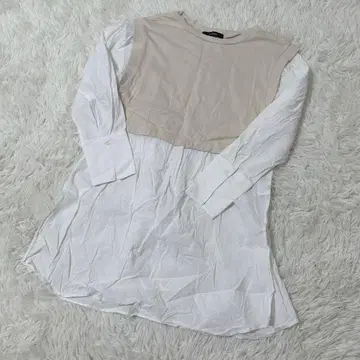 [ c5377 ] w closet 튜닉 베이지 화이트 긴팔