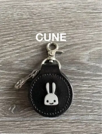 CUNE 큔 가죽 코인 케이스 키링 블랙