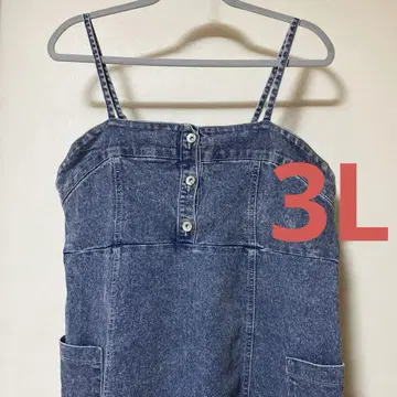 시마무라 taiyou yuki 케미컬 데님 점프스커트 블루 3L