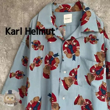 [일본제] Karl Helmut 곰 반팔 셔츠 구제 의류 빈티지 알로하