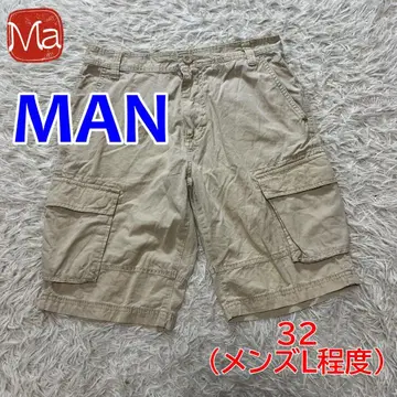 MAN 맨 코튼 카고 숏 팬츠 하프 팬츠 베이지 32