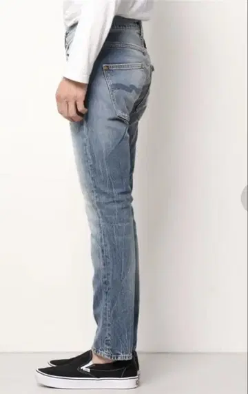 거의 미사용 W33 L32 누디진 데님 팬츠 데미지 가공