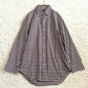 미사용 가마쿠라 셔츠 버튼 다운 셔츠 깅엄 체크 브라운 일본제