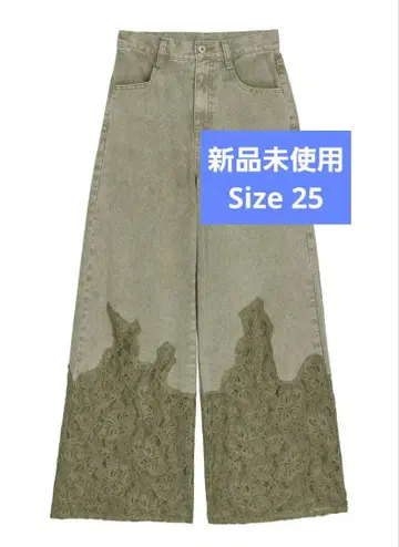 새상품 AMERI LACE DOCKING FADE DENIM PANTS