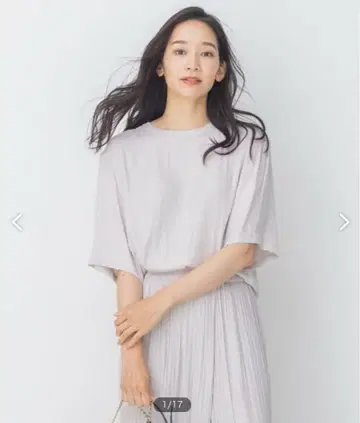 미사용 새상품 자유구 5부 소매 셔링 블라우스 44
