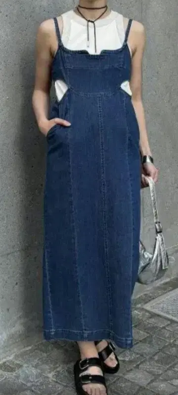 콜라주 개럴개런트 데님 클리핑 원피스 잔스카